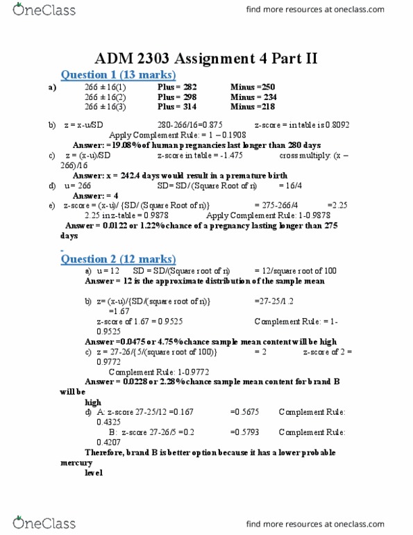 ADM 2303 Lecture Notes - Lecture 3: Square Root, Preterm Birth, Sampling Distribution thumbnail