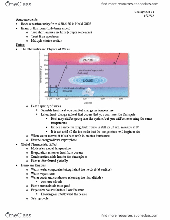 GEOLOGY 230 Lecture Notes - Lecture 15: Sensible Heat, Latent Heat, Heat Capacity thumbnail