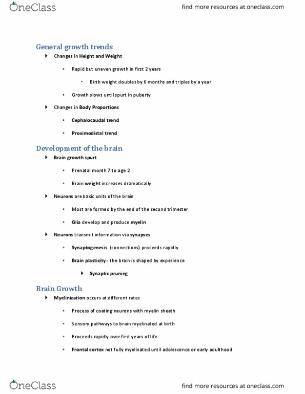 PSYCH211 Lecture Notes - Lecture 5: Synaptic Pruning, Neuroplasticity, Frontal Lobe thumbnail