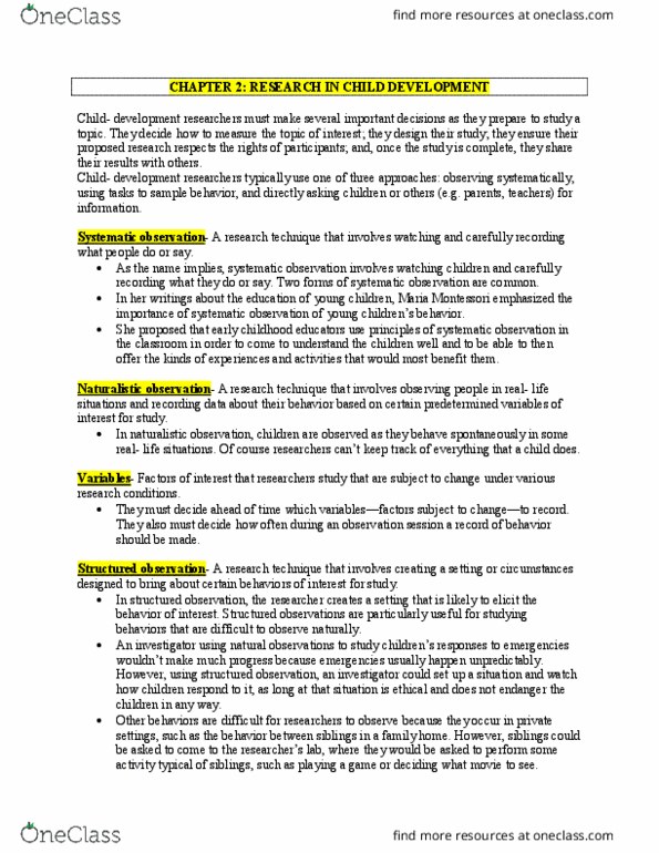 PSYC 2110 Chapter Notes - Chapter 2: Discriminant Validity, Convergent Validity, Maria Montessori thumbnail