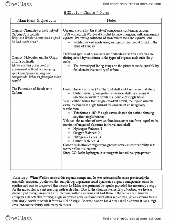 BSC 2010C Chapter Notes - Chapter 4: Electron Configuration, Organic Compound, Enantiomer thumbnail