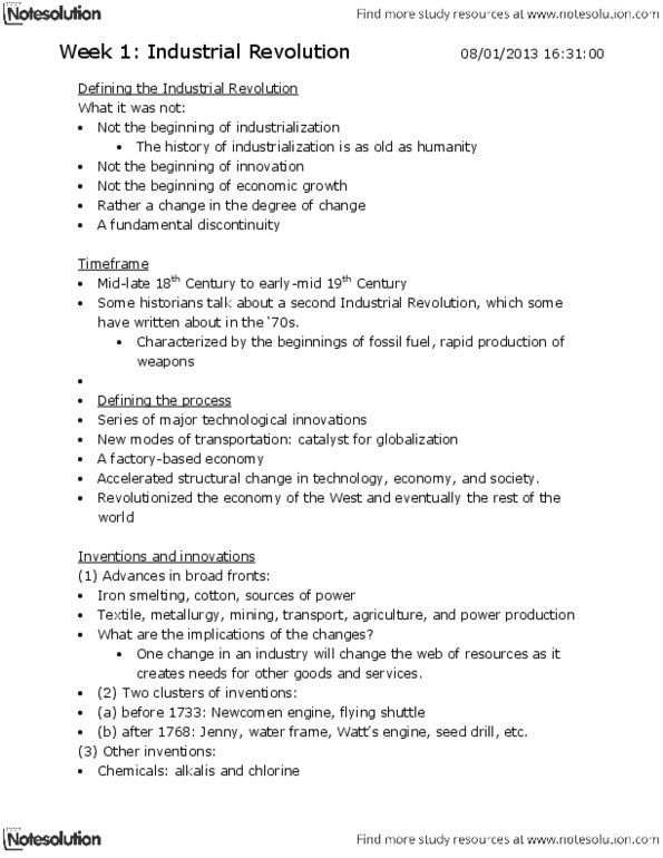 HIST 122 Lecture Notes - Seed Drill, Flying Shuttle, Luddite thumbnail