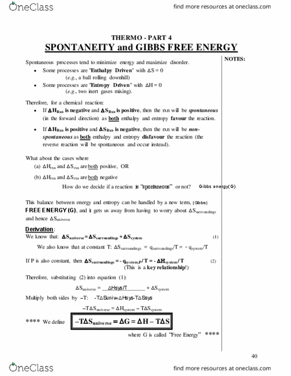 CHEM 1050 Lecture Notes - Lecture 4: Gibbs Free Energy, Spontaneous Process, Joule thumbnail