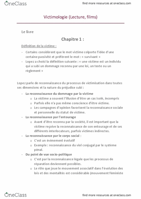 CRM 3706 Chapter Notes - Chapter 1-2: Le Droit, Le Temps, La Nature thumbnail