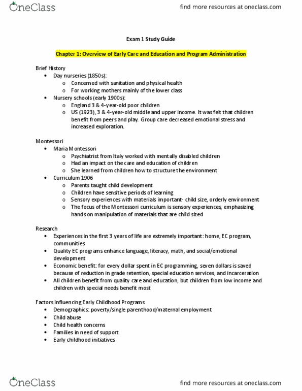 early childhood education study material