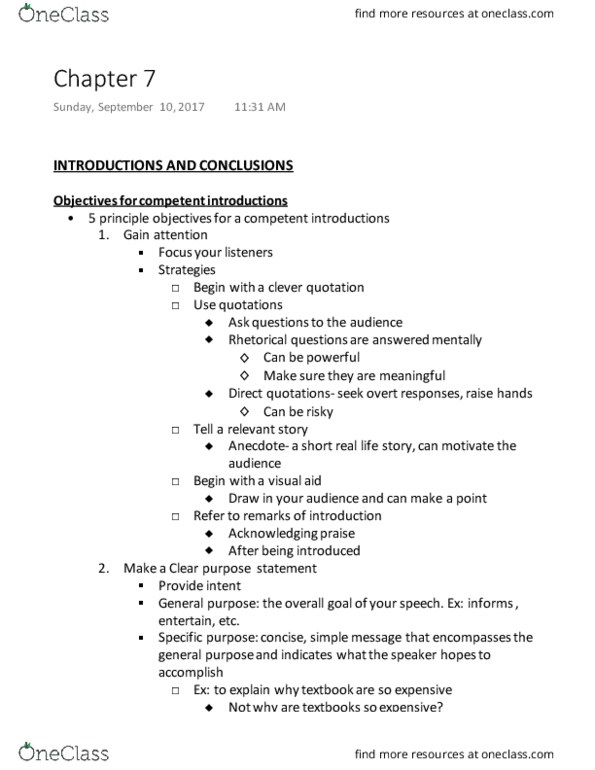 COMM 107 Chapter Notes - Chapter 7: Rhetorical Question, Institute For Operations Research And The Management Sciences thumbnail