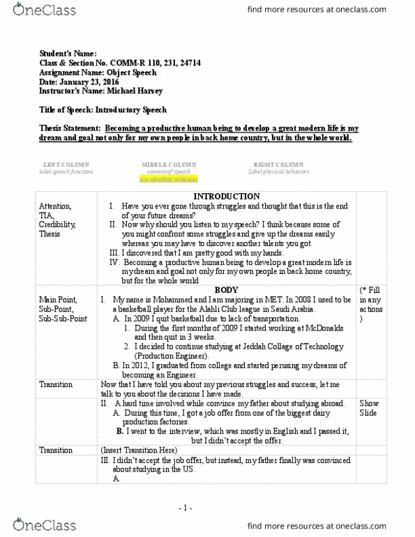 COMM-R - Communication & Theatre COMM-R 110 Lecture Notes - Lecture 2: Shabab Al-Ahli Dubai Fc thumbnail