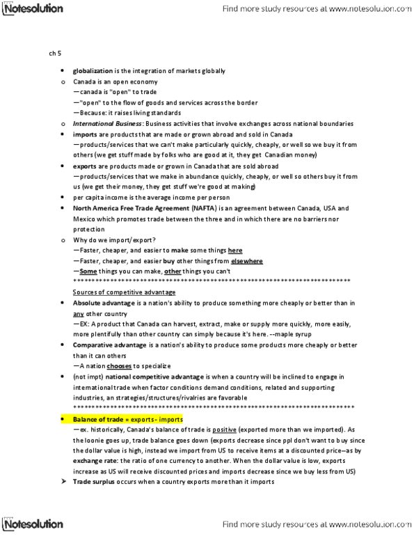 MGTA01H3 Lecture Notes - North American Free Trade Agreement, Comparative Advantage, Absolute Advantage thumbnail