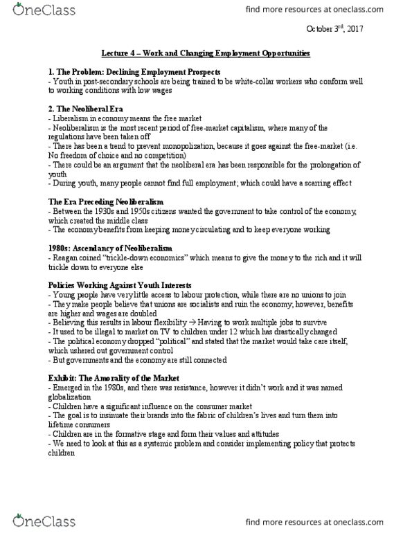 Sociology 2105A/B Lecture Notes - Lecture 4: Demographic Transition, Class (Education), Baby Boomers thumbnail