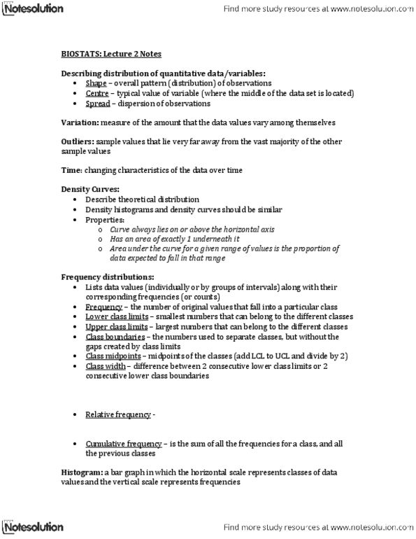 Biology 2244A/B Lecture Notes - Box Plot, Upper Class, Cumulative Frequency Analysis thumbnail