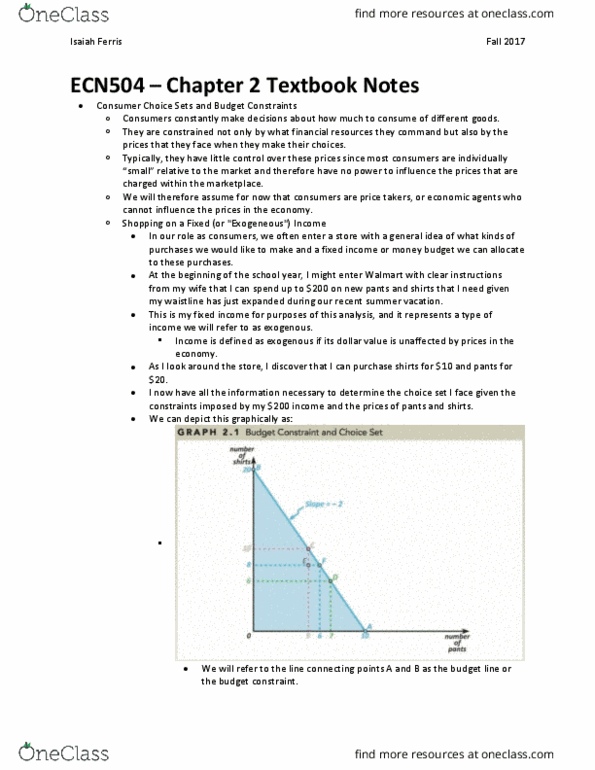 ECN 504 Chapter Notes - Chapter 2: Price Of Oil, Opportunity Cost, Takers thumbnail