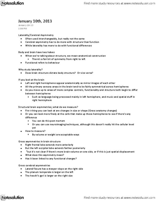 NESC 3227 Lecture Notes - Olfactory Bulb, Commissurotomy, Amobarbital thumbnail