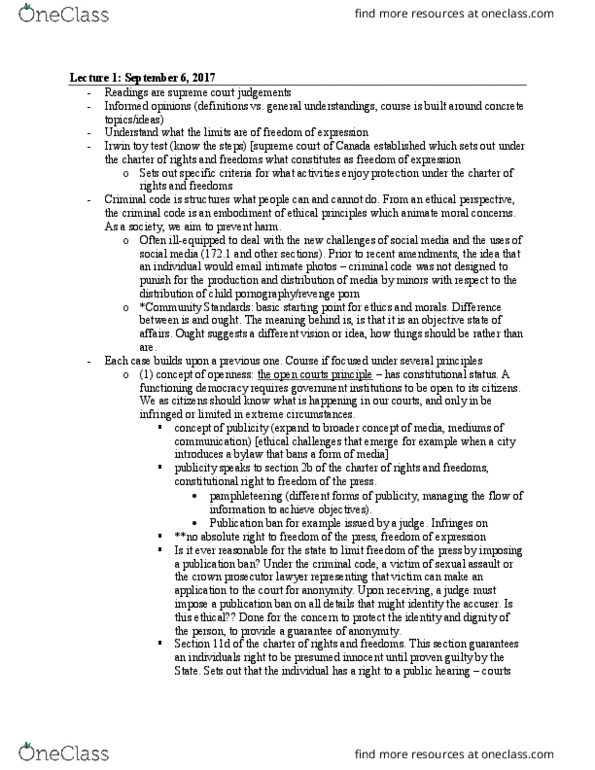 CMN 3105 Lecture Notes - Lecture 1: Extrapolation, Publication Ban, Internet Service Provider thumbnail