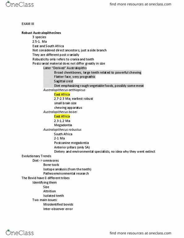 ANTH 1001 Lecture Notes - Lecture 3: Bipedalism, Allele Frequency, Homo Floresiensis thumbnail