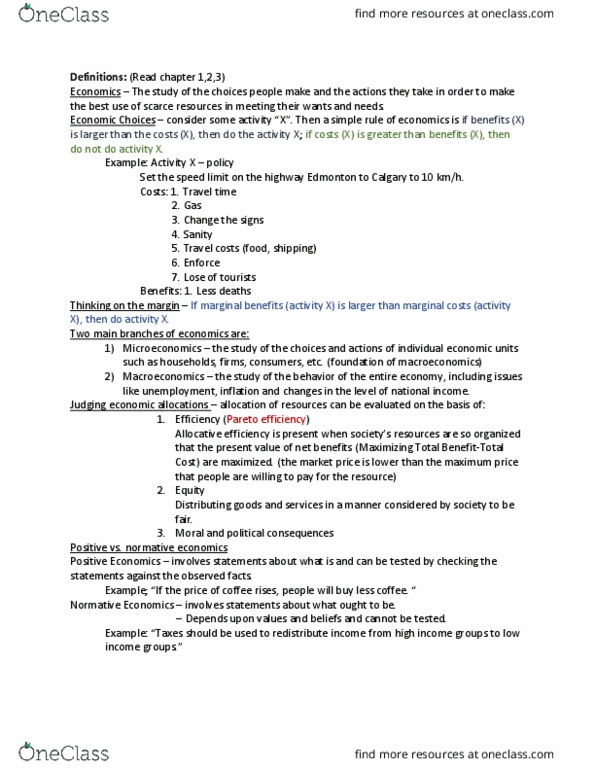 ECON101 Lecture Notes - Lecture 1: Statics, Planned Economy, Price Ceiling thumbnail