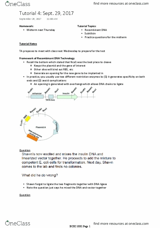 BCH210H1 Lecture Notes - Lecture 4: Elution, Gnu Privacy Guard, Plasmid thumbnail