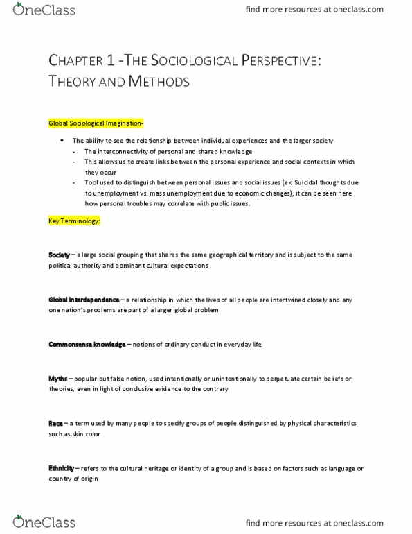 SOC 1101 Lecture Notes - Lecture 1: Ruling Class, Research Question, Industrial Revolution thumbnail