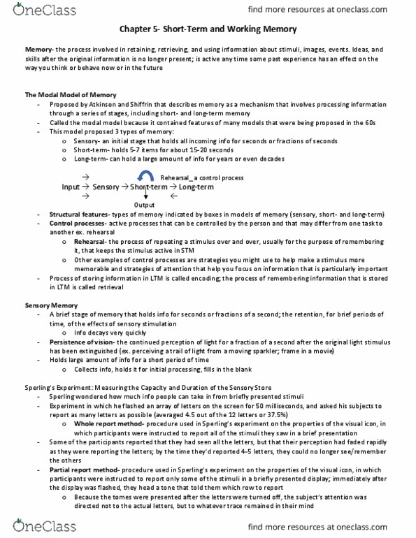 PSYCO258 Chapter Notes - Chapter 5: Visual Cortex, Frontal Lobe, Mental Rotation thumbnail