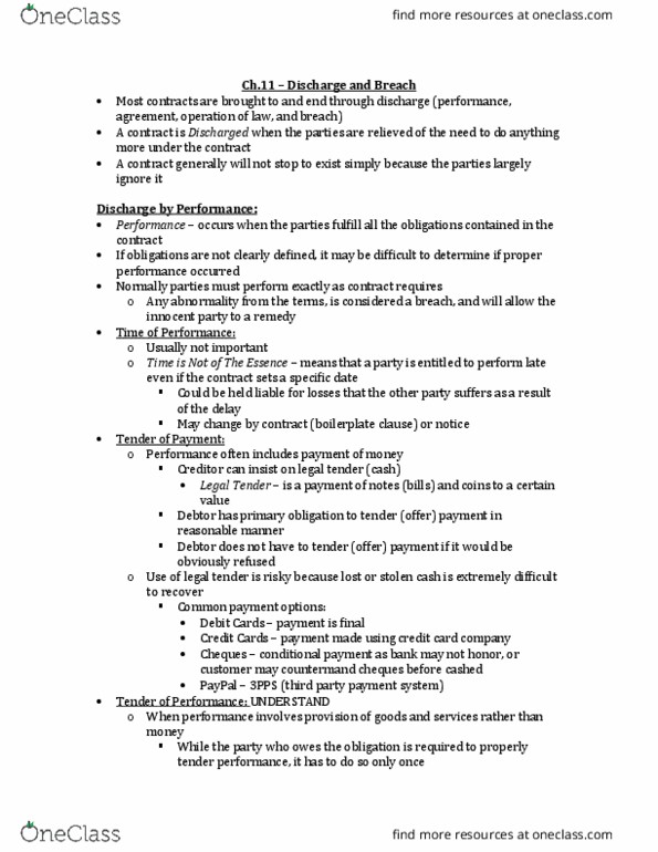 LAW 122 Lecture Notes - Lecture 11: Rescission, Novation thumbnail