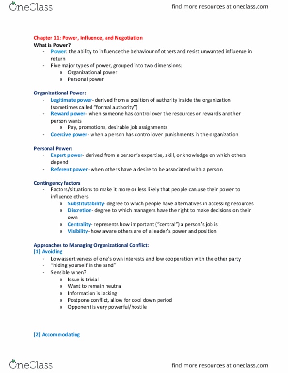 ADM 2336 Lecture Notes - Lecture 11: Organizational Conflict, Centrality thumbnail