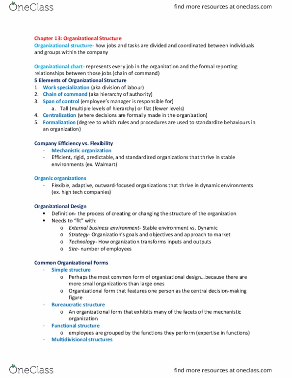 ADM 2336 Lecture Notes - Lecture 13: Organizational Chart thumbnail