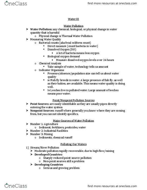 Environmental Science 1021F/G Lecture Notes - Lecture 6: Hydrogen Sulfide, Sewage Sludge, Secondary Treatment thumbnail