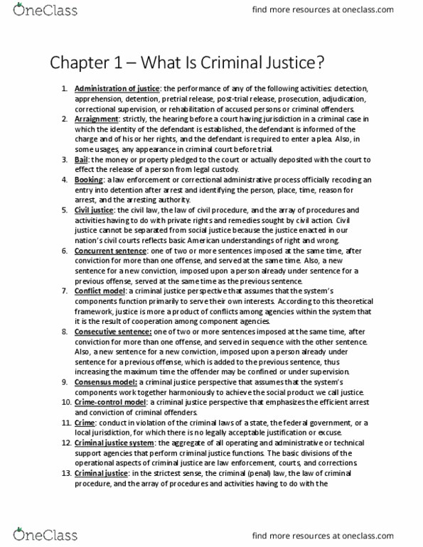 CCJ 1020 Chapter Notes - Chapter 1: Social Order, Social Disorganization Theory, Preliminary Hearing thumbnail