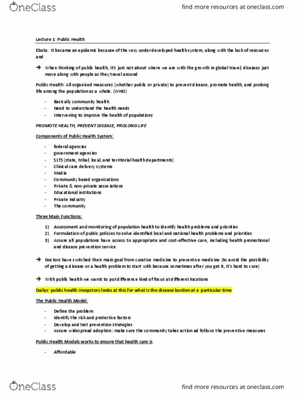 HLTB16H3 Lecture Notes - Lecture 1: Coronary Artery Disease, Sony Slt Camera, Preventive Healthcare thumbnail