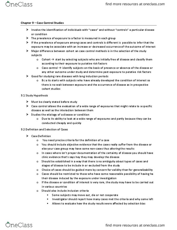 ANTC67H3 Chapter Notes - Chapter 9: Prospective Cohort Study, Cohort Study, Selection Bias thumbnail