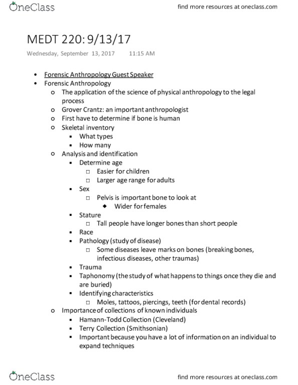 MEDT220 Lecture Notes - Lecture 7: Long Bone, Microstructure, Tooth Wear thumbnail