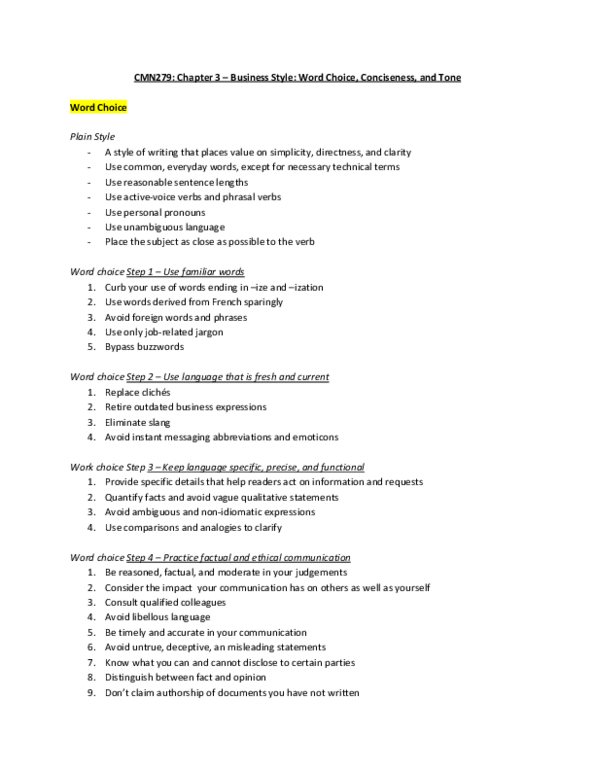 CMN 279 Chapter 3: Word Choice, Conciseness, and Tone thumbnail