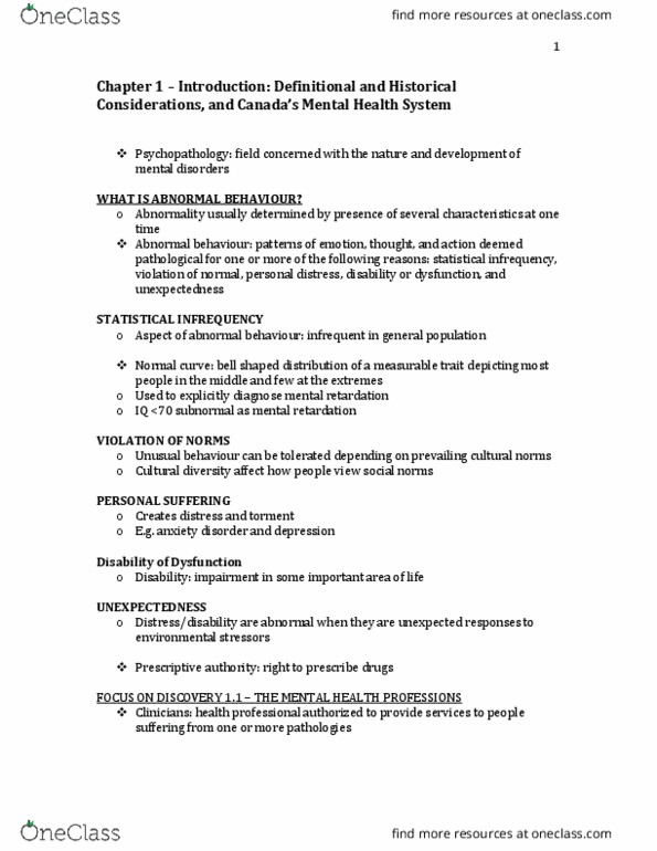 PSYB32H3 Chapter Notes - Chapter 1: Health Promotion, Stereotype, Dissociative Identity Disorder thumbnail