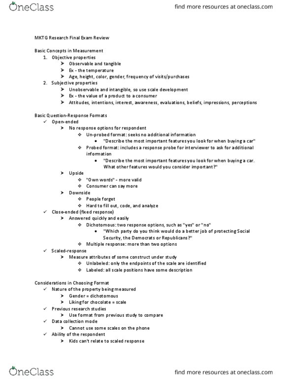 MKTG 4343 Lecture Notes - Lecture 9: Data Quality, Statistical Power, Longitudinal Study thumbnail