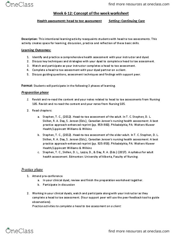 NURS290 Lecture Notes - Lecture 2: Escadrille 103, Wolters Kluwer, Health Assessment thumbnail