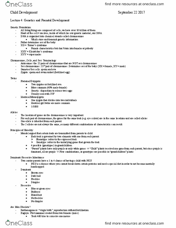 PSY 2105 Lecture Notes - Lecture 4: Umbilical Cord, Placenta, Amniotic Sac thumbnail