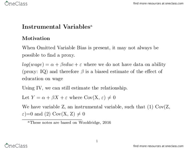 ECON323 Lecture Notes - Lecture 2: Ziz, Heteroscedasticity, Instrumental Variable thumbnail