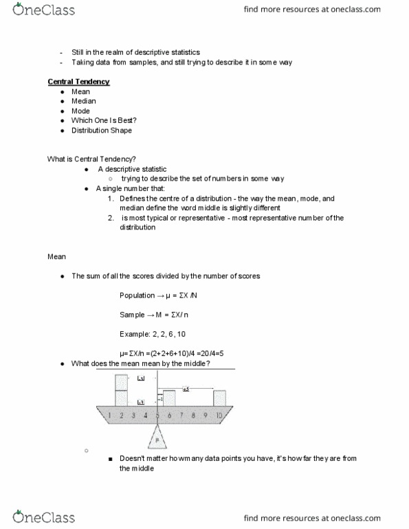 PSYC 2020 Lecture Notes - Lecture 4: Statistical Inference, Descriptive Statistics, Level Of Measurement thumbnail