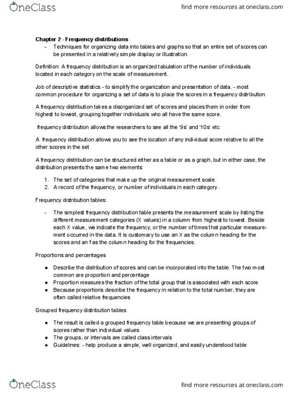 PSYC 2020 Chapter Notes - Chapter 2.1: Level Of Measurement, Abscissa And Ordinate, Descriptive Statistics thumbnail