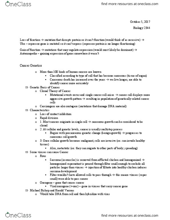 BIOL 2344 Lecture Notes - Lecture 11: Gtpase, P53, E2F thumbnail