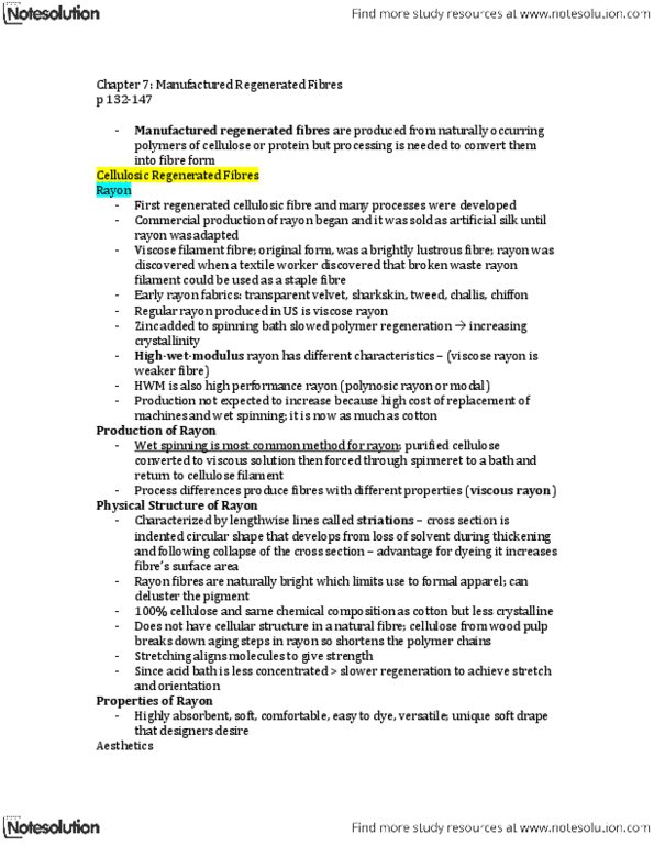 FSN 101 Chapter Notes - Chapter 7: Chemical Tanker, Natural Fiber, Hydrogen Bond thumbnail