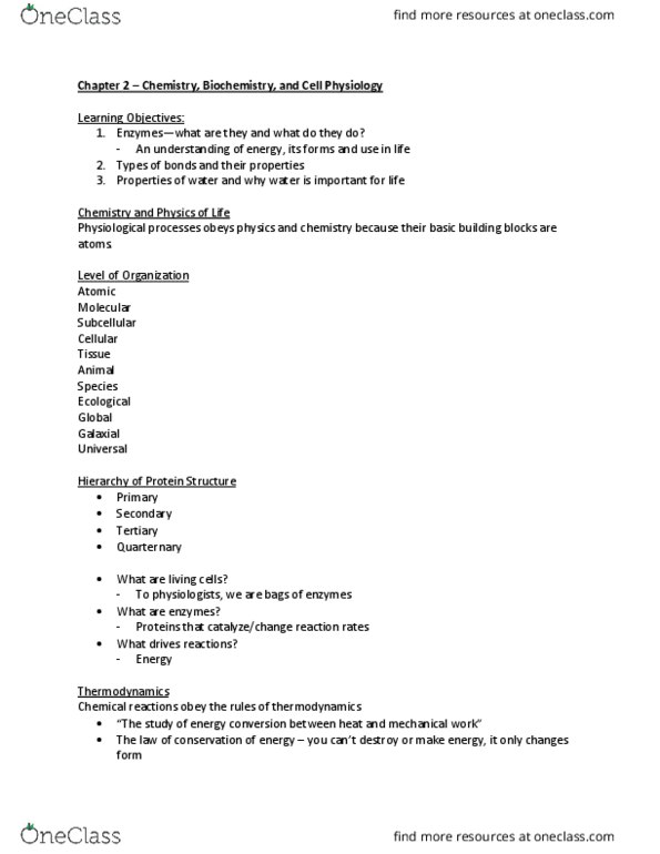 ZOOL241 Lecture Notes - Lecture 2: Radiant Energy, Electrical Energy, Kinetic Energy thumbnail