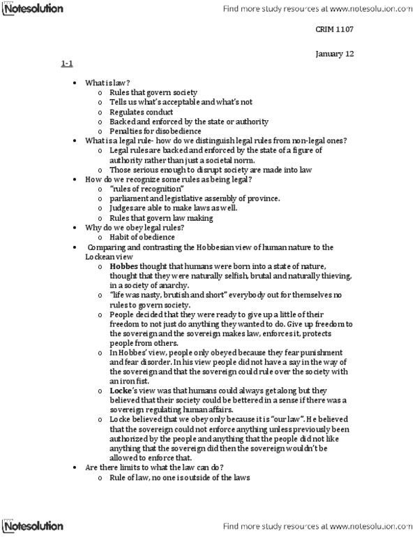 CRIM 131 Lecture Notes - Distinct Society, R V Drybones, Inductive Reasoning thumbnail