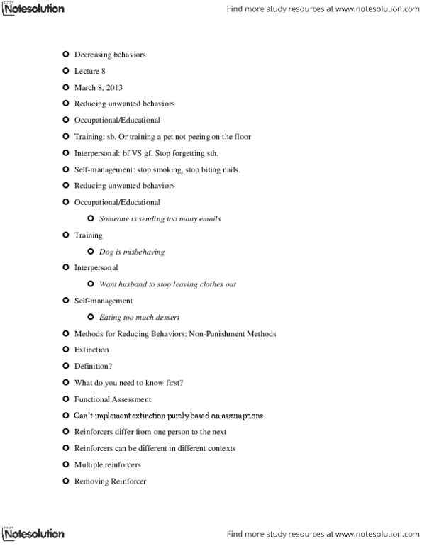 PSYB45H3 Lecture Notes - Lecture 8: Reinforcement, Quiz, Habituation thumbnail