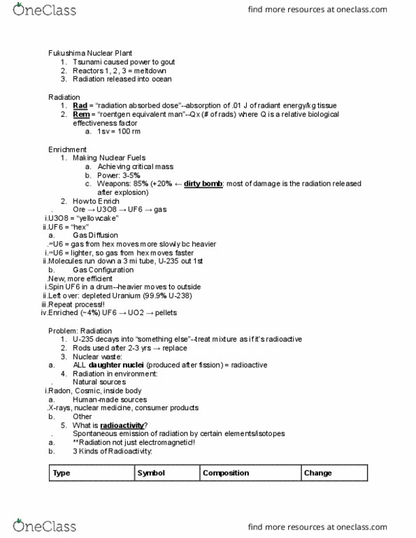 CHEM 1100 Lecture Notes - Lecture 10: Photovoltaics, Nuclear Regulatory Commission, Yellowcake thumbnail