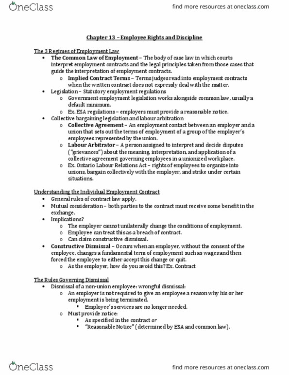 ADM 2337 Chapter Notes - Chapter 13: Alternative Dispute Resolution, Personal Information Protection And Electronic Documents Act, Wrongful Dismissal thumbnail