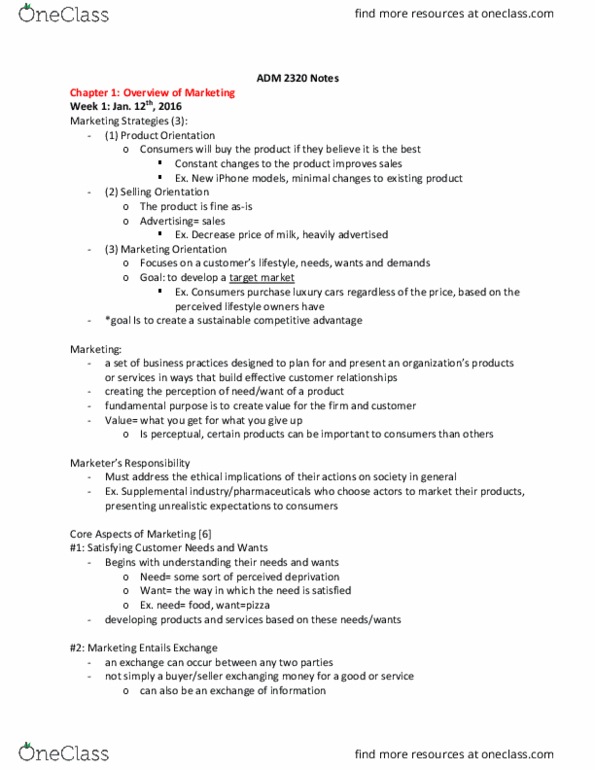 ADM 2320 Chapter Notes - Chapter 1: Customer Relationship Management, Ebay, Retail thumbnail