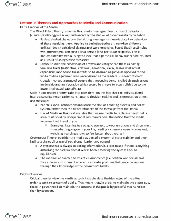 CMN 3104 Lecture Notes - Lecture 1: Extreme Makeover, Symbiosis, Manufacturing Consent thumbnail