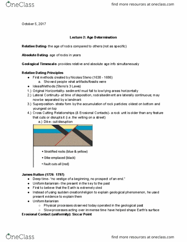 EARTH 7 Lecture Notes - Lecture 2: Lithostratigraphy, Carbon-14, Biostratigraphy thumbnail