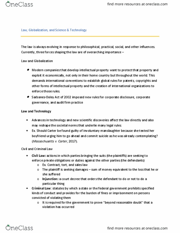 LEB 323 Chapter 1: 1.3 - Law, Globalization, and Science & Technology thumbnail