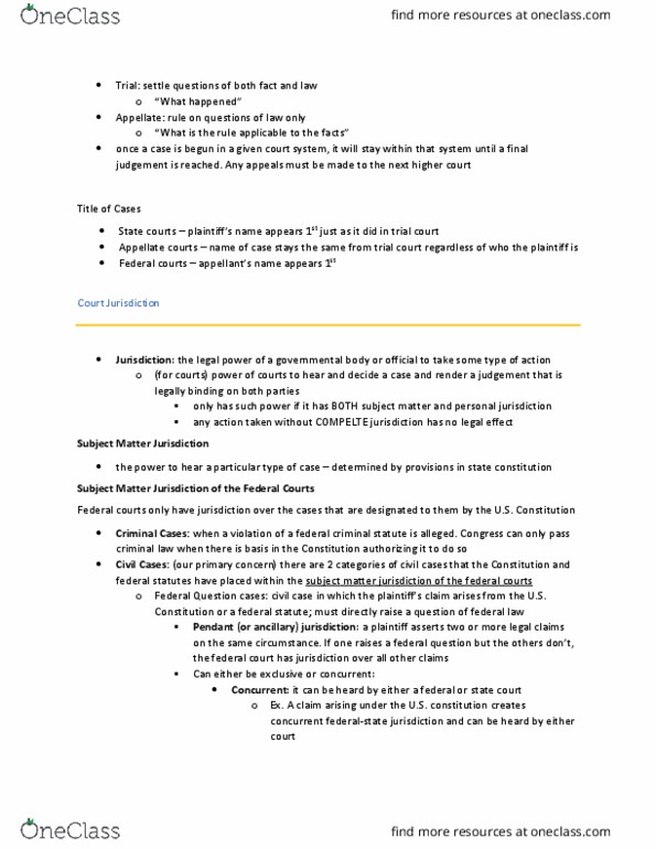 LEB 323 Chapter Notes - Chapter 2: Subject-Matter Jurisdiction, Federal-Question Jurisdiction thumbnail